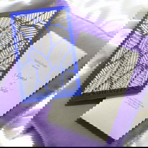 KL8007-2 Laser Cut Paper Wedding Card with 2 Card Inserts and 1 Envelope - Kalash Cards