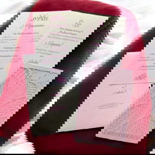 KL8007-4 Laser Cut Paper Wedding Card with 2 Card Inserts and 1 Envelope - Kalash Cards