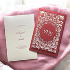 KL8008-1 Laser Cut Paper Wedding Card with 2 Card Inserts and 1 Envelope - Kalash Cards