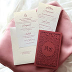 KL8008-1 Laser Cut Paper Wedding Card with 2 Card Inserts and 1 Envelope - Kalash Cards