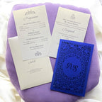 KL8008-2 Laser Cut Paper Wedding Card with 2 Card Inserts and 1 Envelope - Kalash Cards