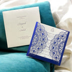 KL8009-2 Laser Cut Paper Wedding Card with 2 Card Inserts and 1 Envelope - Kalash Cards