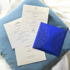 KL8009-2 Laser Cut Paper Wedding Card with 2 Card Inserts and 1 Envelope - Kalash Cards