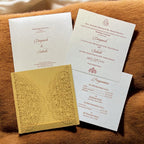 KL8009-3 Laser Cut Paper Wedding Card with 2 Card Inserts and 1 Envelope - Kalash Cards
