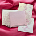 KL8009-4 Laser Cut Paper Wedding Card with 2 Card Inserts and 1 Envelope - Kalash Cards