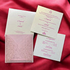 KL8009-4 Laser Cut Paper Wedding Card with 2 Card Inserts and 1 Envelope - Kalash Cards