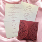 KL8010-1 Laser Cut Paper Wedding Card with 2 Card Inserts and 1 Envelope - Kalash Cards