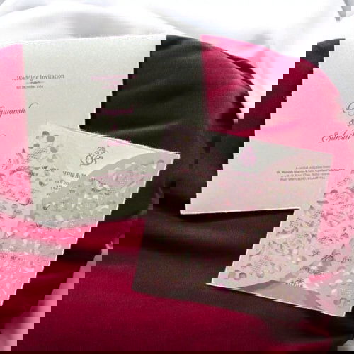 KL8010-4 Laser Cut Paper Wedding Card with 2 Card Inserts and 1 Envelope - Kalash Cards