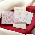 KL8012-4 Laser Cut Paper Wedding Card with 2 Card Inserts and 1 Envelope - Kalash Cards