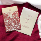 KL8013-1 Laser Cut Paper Wedding Card with 2 Card Inserts and 1 Envelope - Kalash Cards