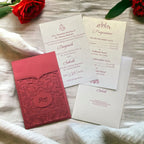 KL8014-1 Laser Cut Paper Wedding Card with 2 Card Inserts and 1 Envelope - Kalash Cards