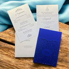 KL8014-2 Laser Cut Paper Wedding Card with 2 Card Inserts and 1 Envelope - Kalash Cards