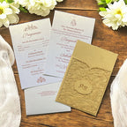 KL8014-3 Laser Cut Paper Wedding Card with 2 Card Inserts and 1 Envelope - Kalash Cards