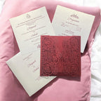 KL8015-1 Laser Cut Paper Wedding Card with 2 Card Inserts and 1 Envelope - Kalash Cards