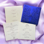 KL8015-2 Laser Cut Paper Wedding Card with 2 Card Inserts and 1 Envelope - Kalash Cards