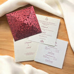 KL8016-1 Laser Cut Paper Wedding Card with 2 Card Inserts and 1 Envelope - Kalash Cards