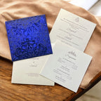 KL8016-2 Laser Cut Paper Wedding Card with 2 Card Inserts and 1 Envelope - Kalash Cards