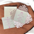 KL8016-4 Laser Cut Paper Wedding Card with 2 Card Inserts and 1 Envelope - Kalash Cards