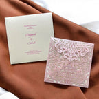 KL8016-4 Laser Cut Paper Wedding Card with 2 Card Inserts and 1 Envelope - Kalash Cards