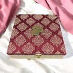 KL9001 Designer Satin Fabric MDF Wedding Box with 2 Card Inserts (2 Jars) - Kalash Cards