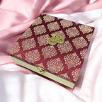 KL9001 Designer Satin Fabric MDF Wedding Box with 2 Card Inserts (2 Jars) - Kalash Cards