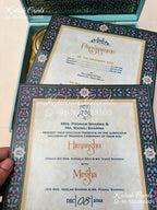 KL9002 Blue Mandala Design MDF Luxury Gift Box with 2 Printed Cards (4 Jars 200gm each approx)