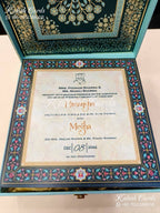 KL9002 Blue Mandala Design MDF Luxury Gift Box with 2 Printed Cards (4 Jars 200gm each approx)