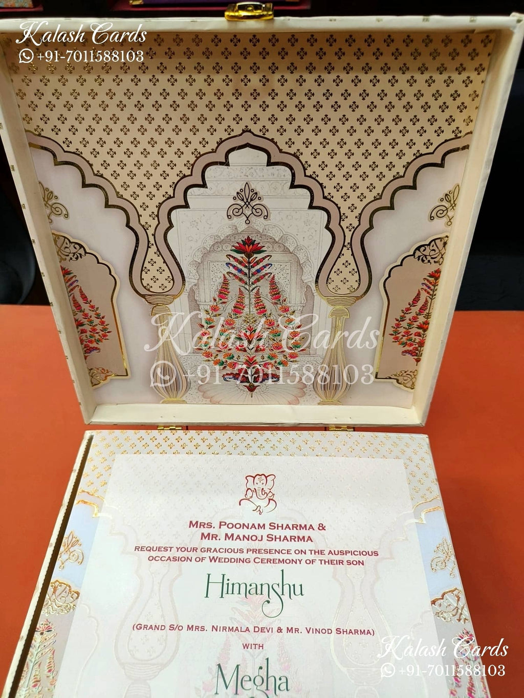 KL9003 Floral Design MDF Luxury Gift Box with 2 Printed Cards (4 Jars 200gm each approx)