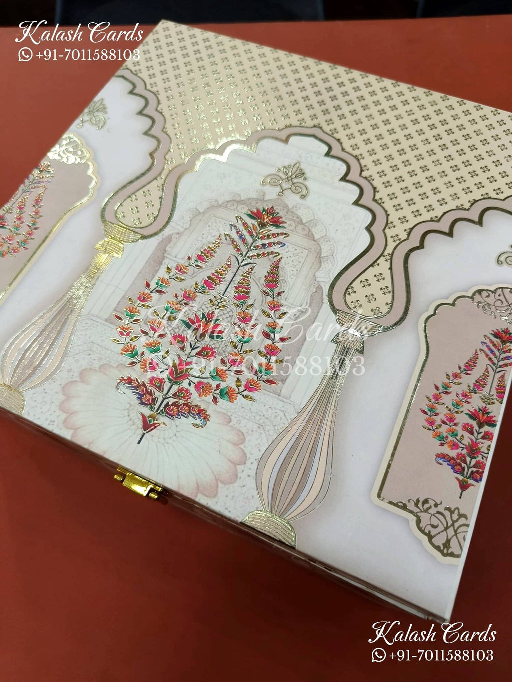 KL9003 Floral Design MDF Luxury Gift Box with 2 Printed Cards (4 Jars 200gm each approx)