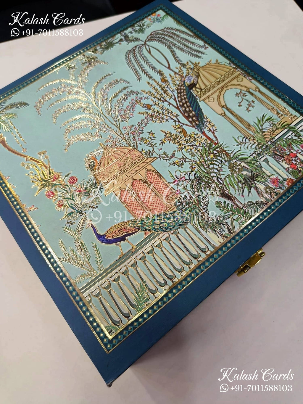 KL9004 Royal Peacock Theme MDF Luxury Gift Box with 2 Printed Cards (4 Jars 200gm each approx)