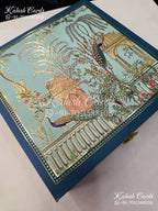 KL9004 Royal Peacock Theme MDF Luxury Gift Box with 2 Printed Cards (4 Jars 200gm each approx)