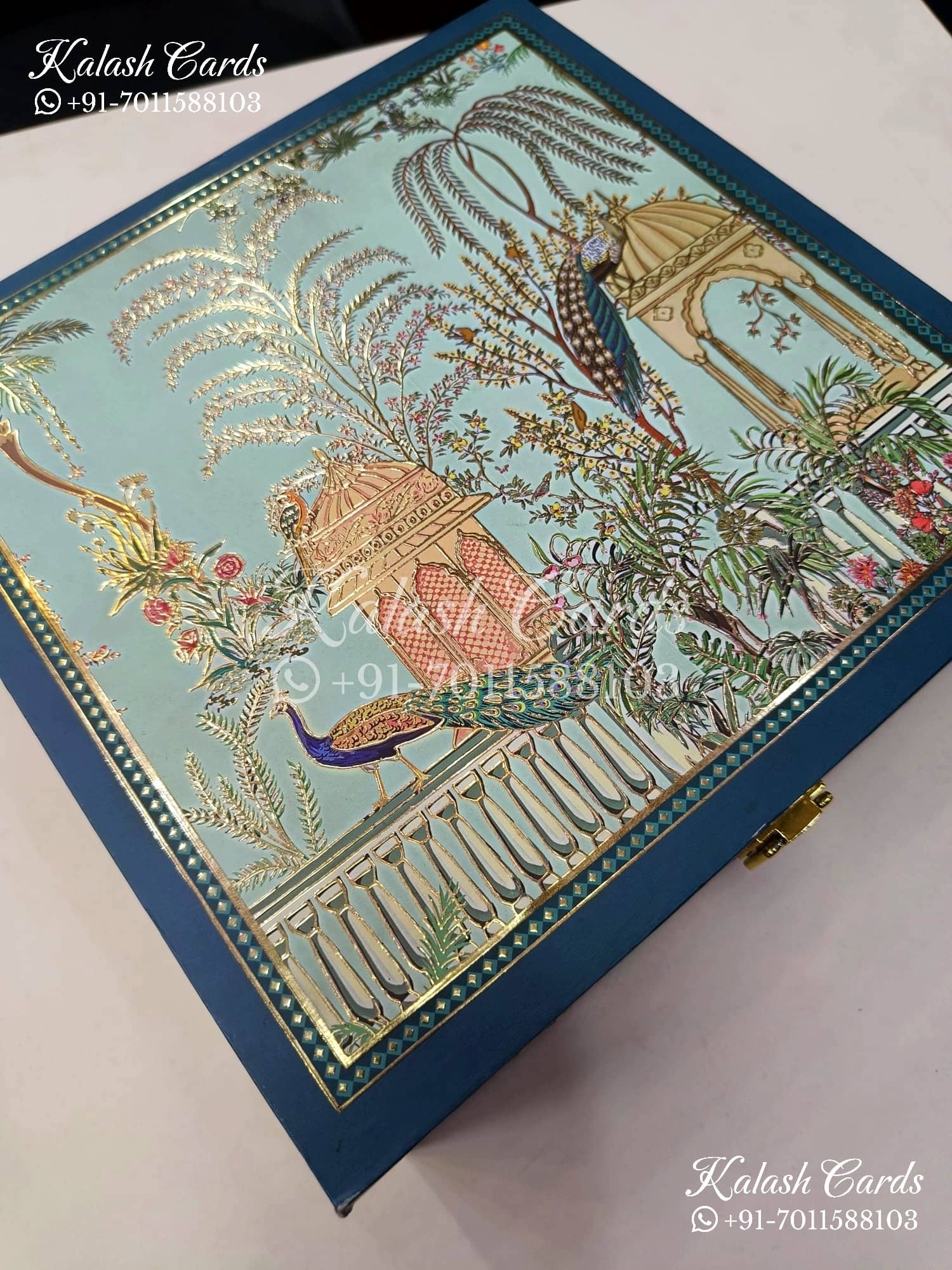 KL9004 Royal Peacock Theme MDF Luxury Gift Box with 2 Printed Cards (4 Jars 200gm each approx)