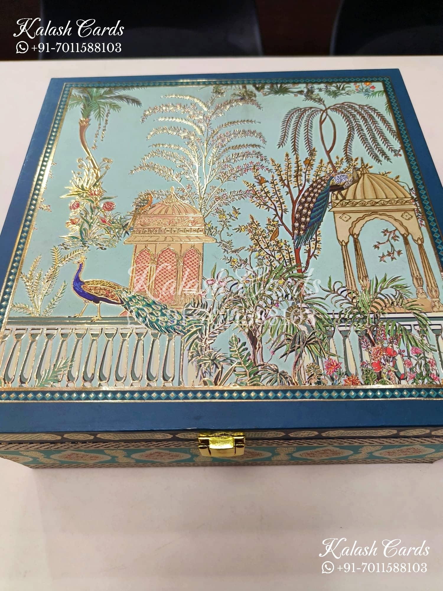 KL9004 Royal Peacock Theme MDF Luxury Gift Box with 2 Printed Cards (4 Jars 200gm each approx)