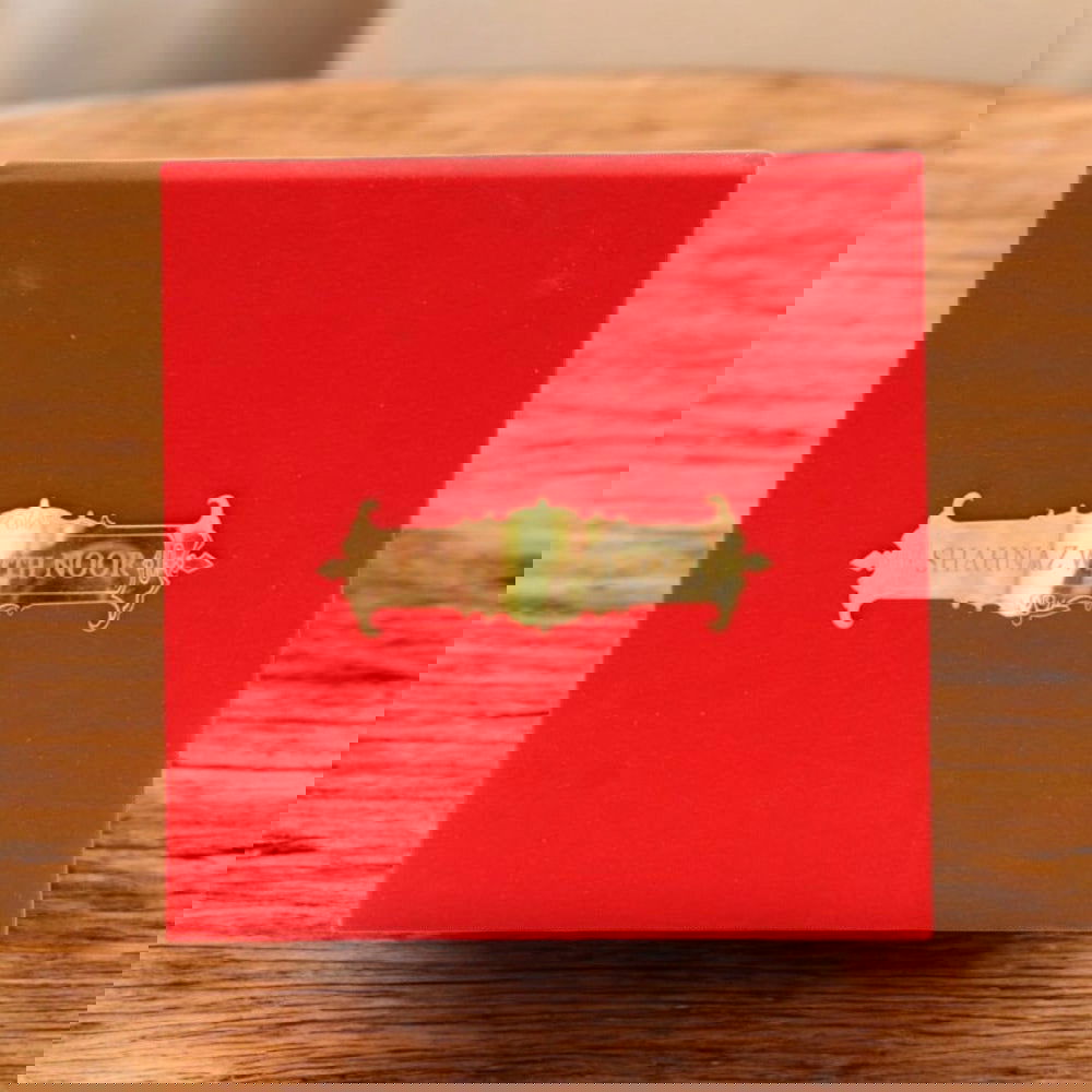 KL9005S1 Velvet Fabric Thick Board Wedding Card with 2 Card Inserts, 1 MDF Carry Bag Style Holder and Acrylic Mirror with Couple Names - Kalash Cards