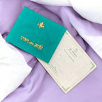KL9006 Velvet Fabric Thick Wedding Card with 2 Card Inserts, 1 Envelope and Couple Names Laser - Kalash Cards