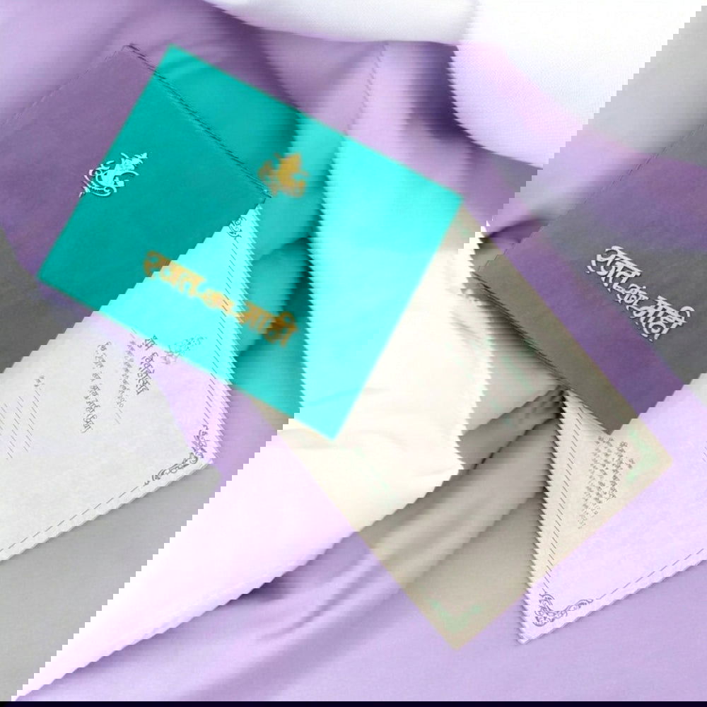 KL9006 Velvet Fabric Thick Wedding Card with 2 Card Inserts, 1 Envelope and Couple Names Laser - Kalash Cards