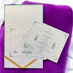 KL9006 Velvet Fabric Thick Wedding Card with 2 Card Inserts, 1 Envelope and Couple Names Laser - Kalash Cards