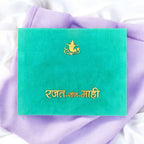 KL9006 Velvet Fabric Thick Wedding Card with 2 Card Inserts, 1 Envelope and Couple Names Laser - Kalash Cards