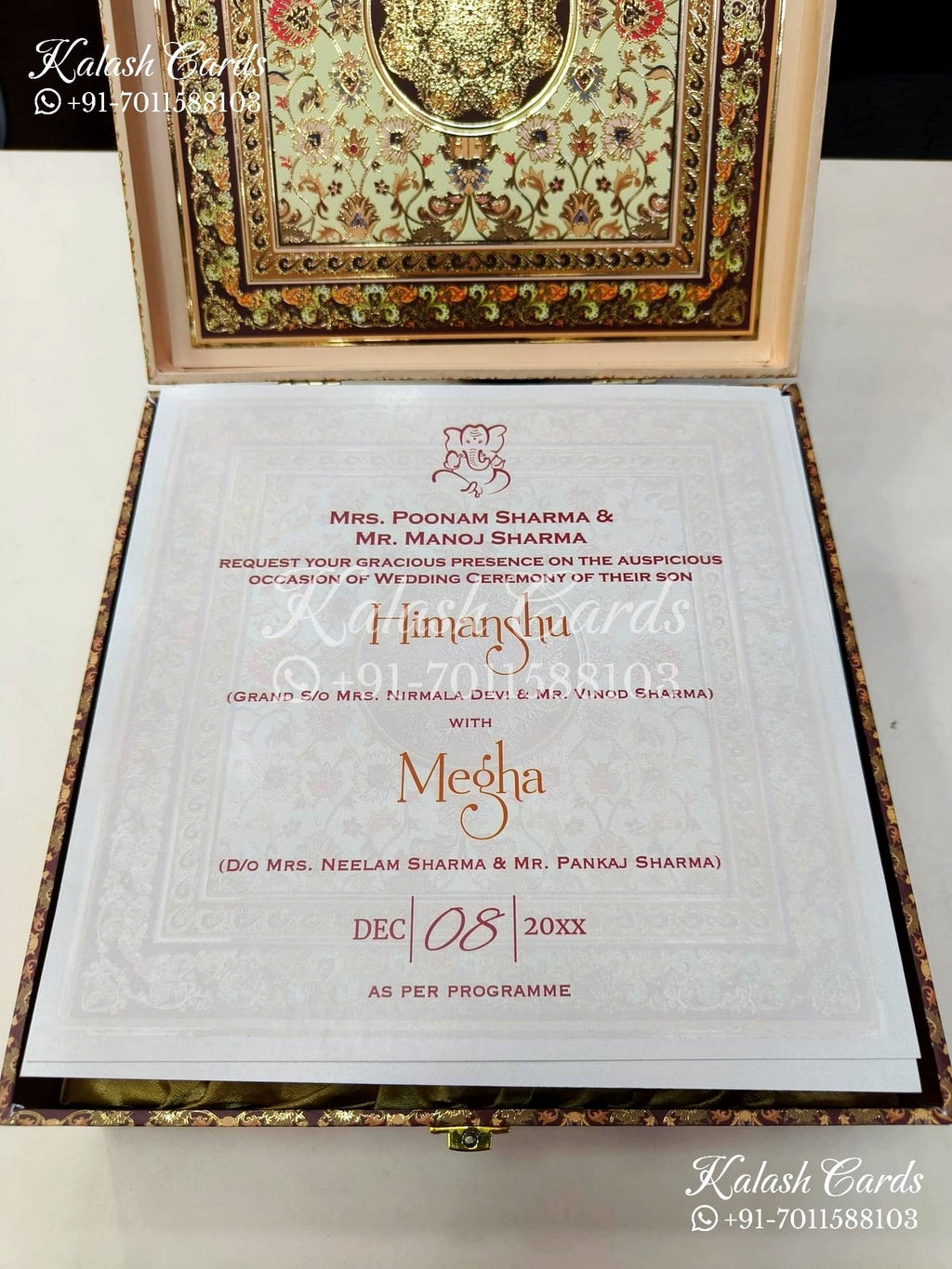KL9008 Traditional Mandala Design MDF Luxury Gift Box with 2 Printed Cards (4 Jars 200gm each approx)