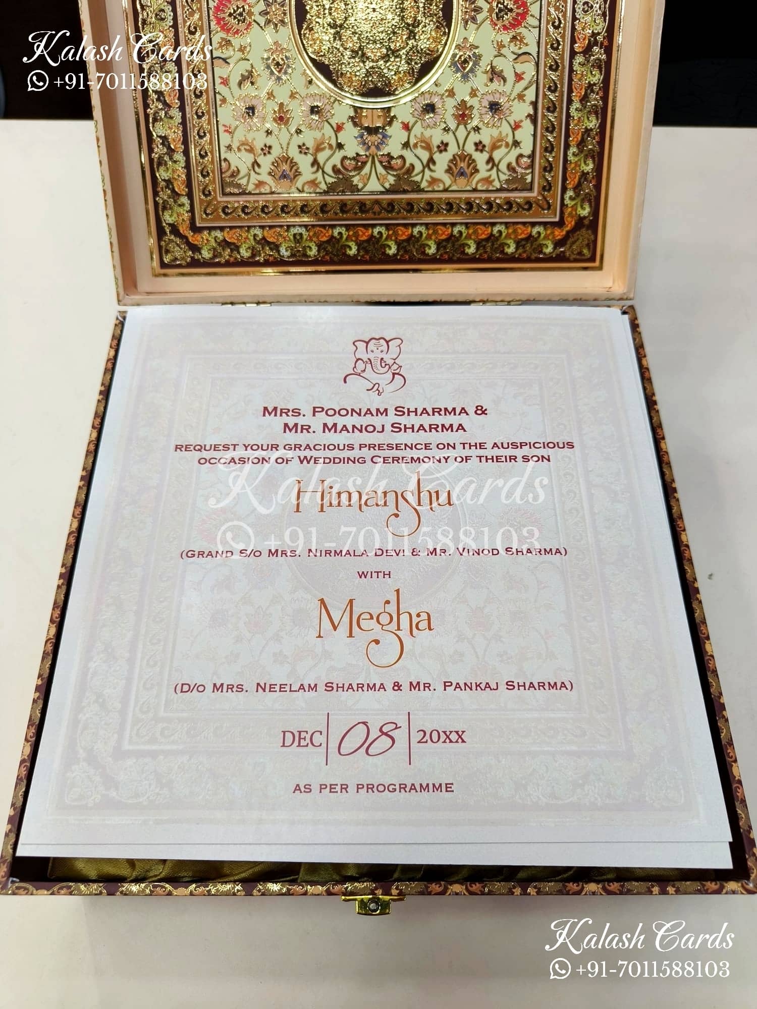 KL9008 Traditional Mandala Design MDF Luxury Gift Box with 2 Printed Cards (4 Jars 200gm each approx)