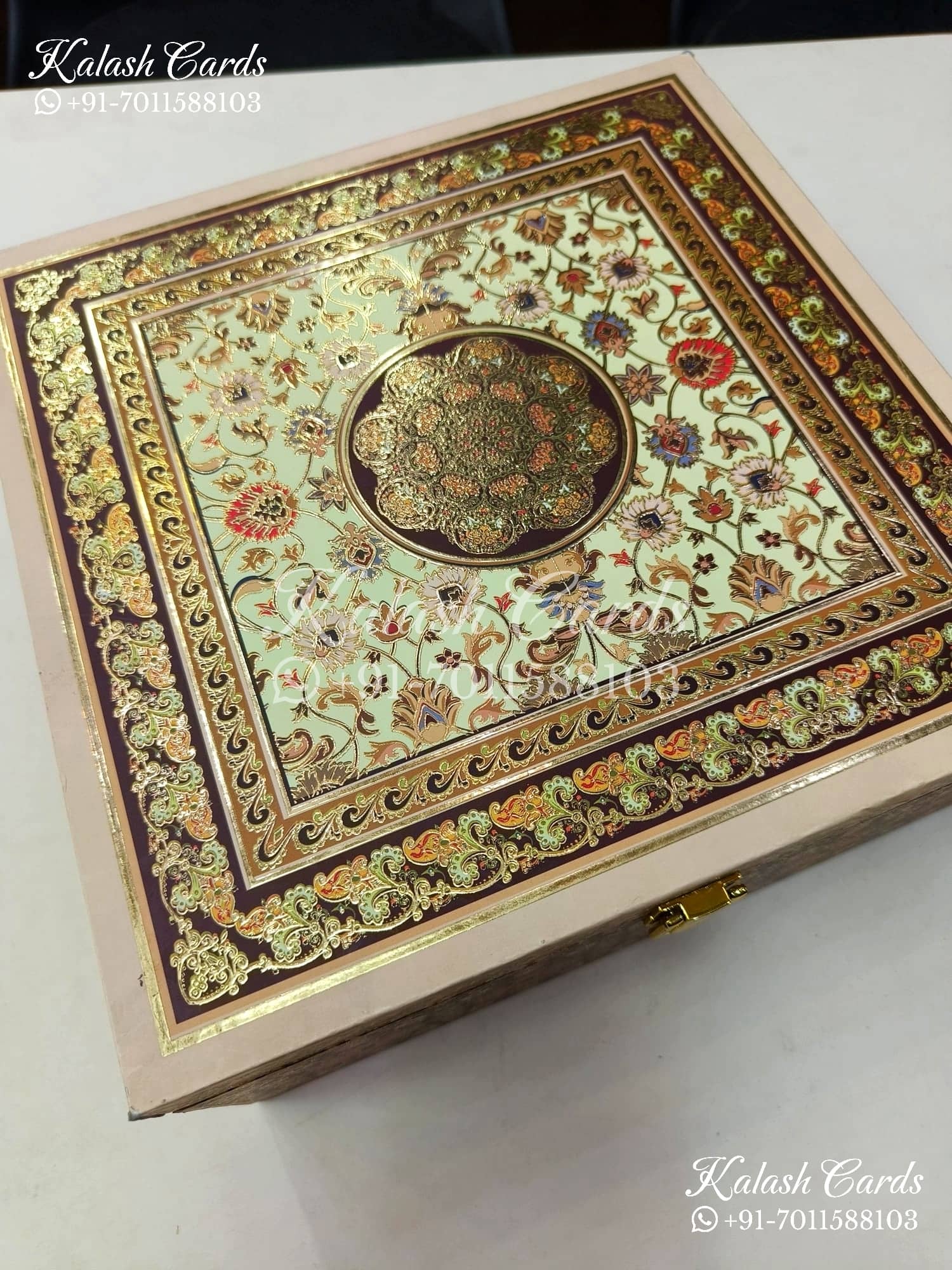 KL9008 Traditional Mandala Design MDF Luxury Gift Box with 2 Printed Cards (4 Jars 200gm each approx)