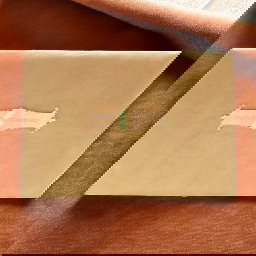 KL9008B Velvet Fabric MDF Dry Fruit Box with 2 Printed Card Inserts (2 Jars) - Kalash Cards