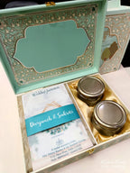 KL9009 Exclusive Elephant Design Wood MDF Luxury Gift Box with Matching Carry Bag & 2 Page Translucent Cover Card (2 Jars 250gm each approx)
