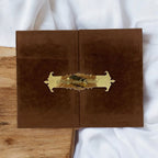 KL9011 Door Style Velvet Fabric Thick Luxury Wedding Card with 2 Card Inserts, 1 Envelope and Acrylic Mirror with Couple Names - Kalash Cards