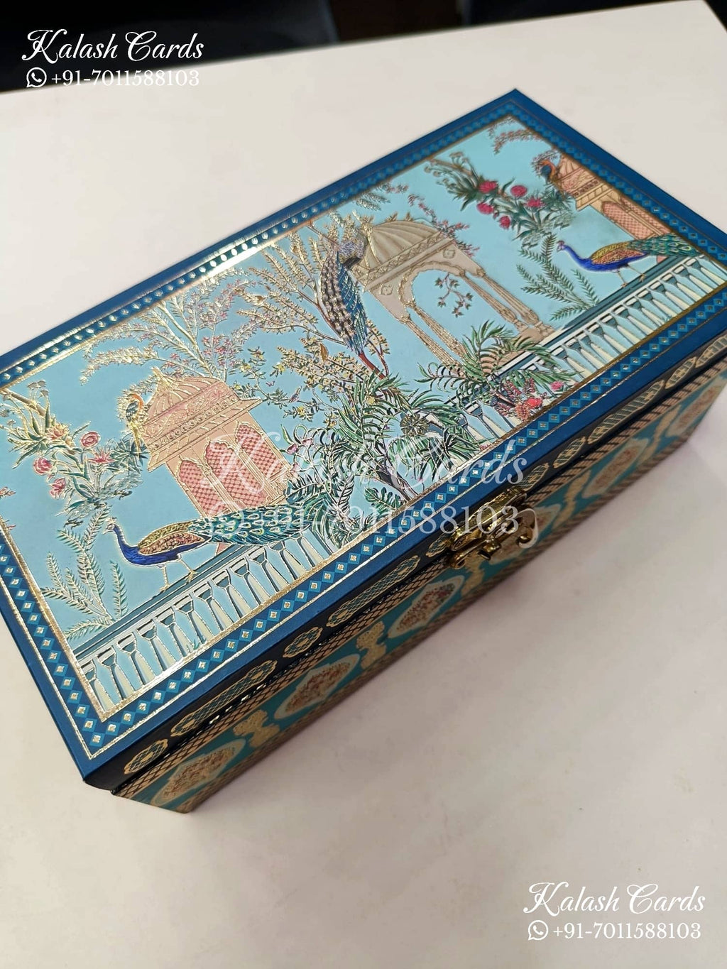 KL9012 Peacock Theme MDF Luxury Gift Box with 2 Printed Cards (2 Jars 200gm each approx)