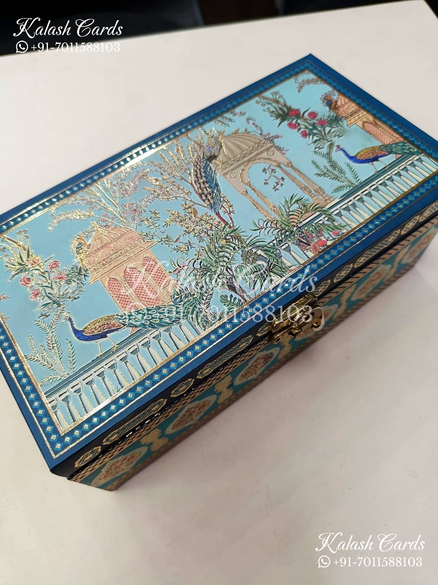 KL9012 Peacock Theme MDF Luxury Gift Box with 2 Printed Cards (2 Jars 200gm each approx)