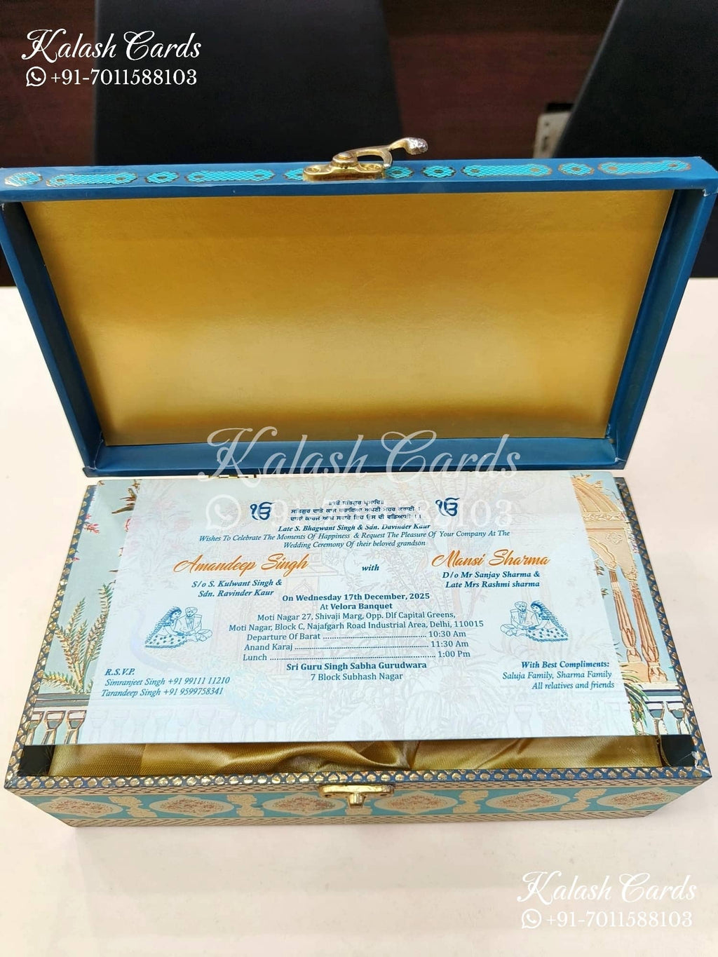 KL9012 Peacock Theme MDF Luxury Gift Box with 2 Printed Cards (2 Jars 200gm each approx)