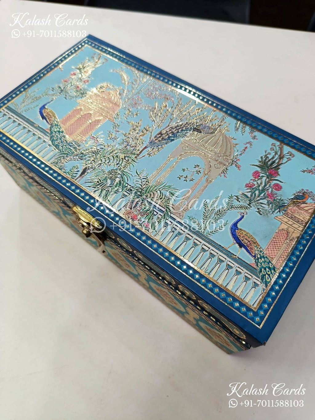 KL9012 Peacock Theme MDF Luxury Gift Box with 2 Printed Cards (2 Jars 200gm each approx)