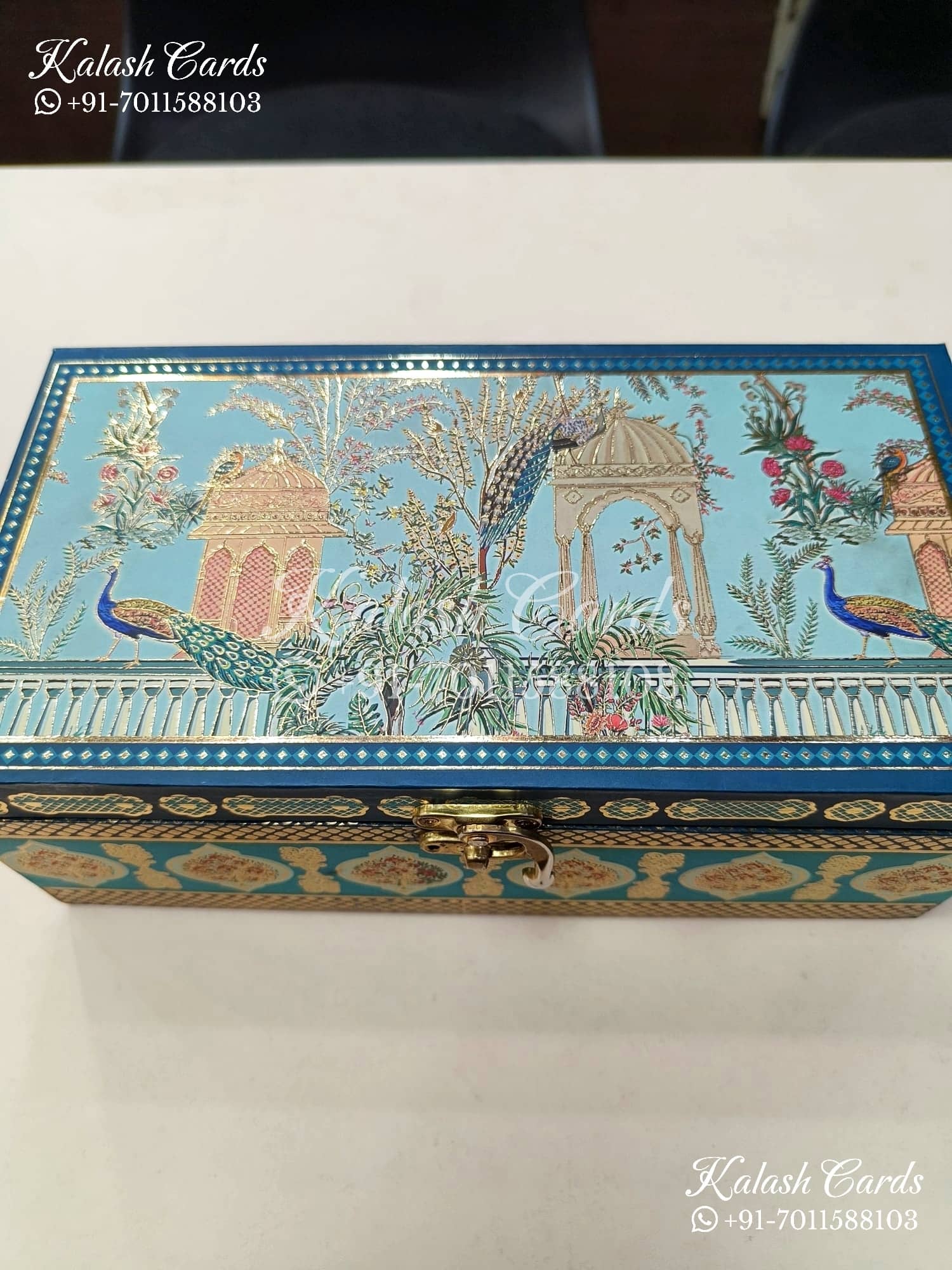 KL9012 Peacock Theme MDF Luxury Gift Box with 2 Printed Cards (2 Jars 200gm each approx)