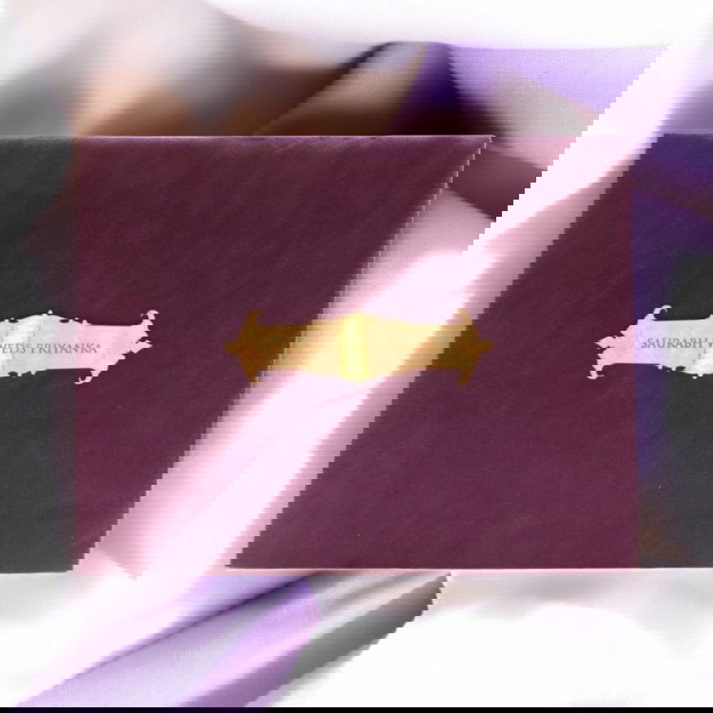 KL9013B Velvet Fabric MDF Wedding Invitation Box with 2 Printed Card Inserts (2 Jars) - Kalash Cards